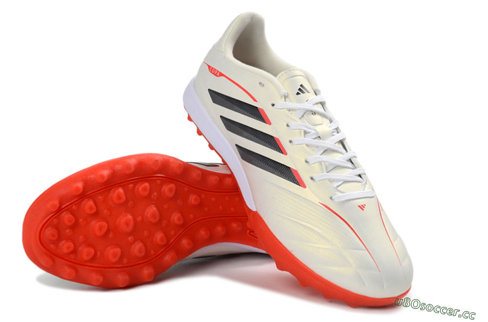 Men's Adidas Copa Pure 3 Elite TF Artificial Turf Low-Tops Football Shoes - White/Fiery Red/Black 3