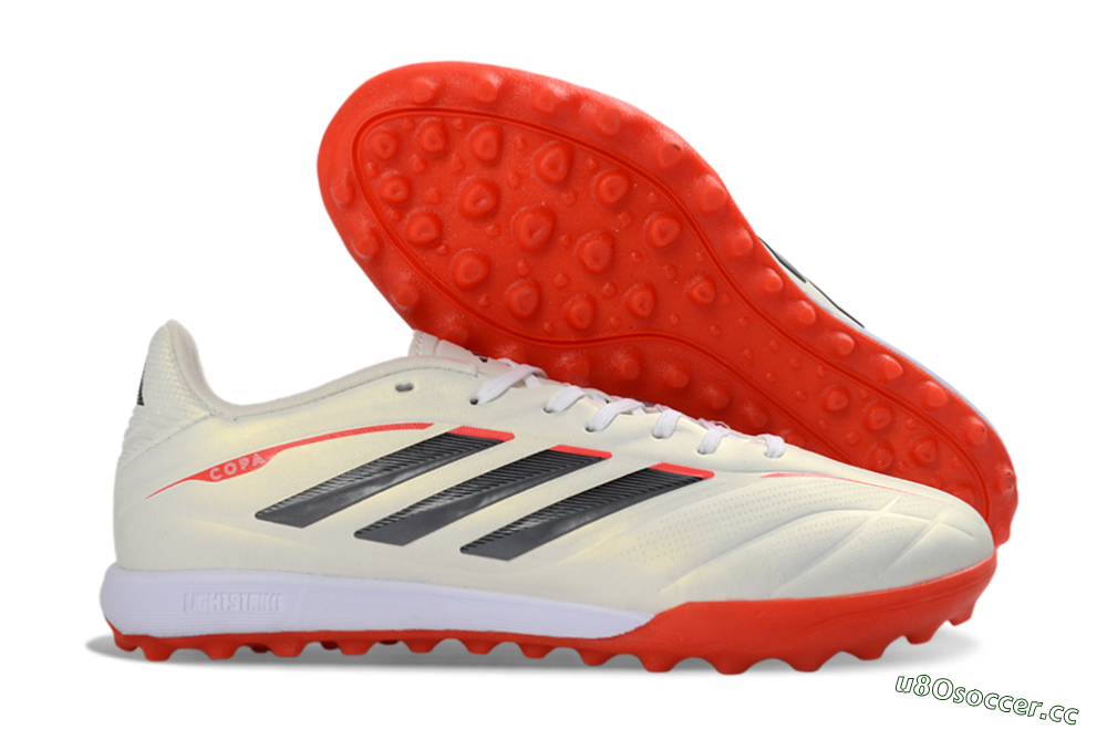Men's Adidas Copa Pure 3 Elite TF Artificial Turf Low-Tops Football Shoes - White/Fiery Red/Black 2