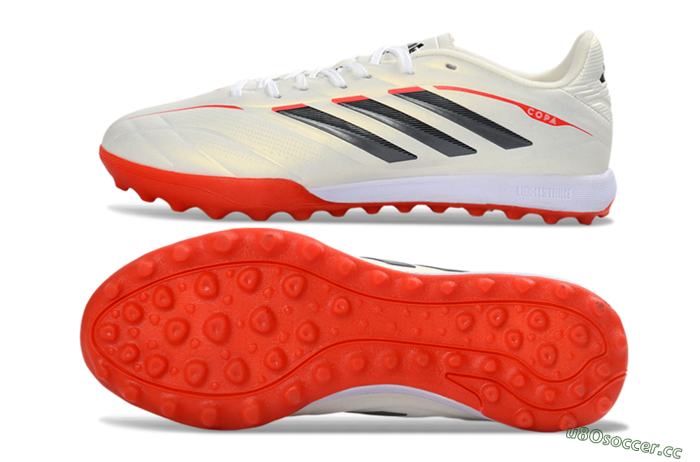 Men's Adidas Copa Pure 3 Elite TF Artificial Turf Low-Tops Football Shoes - White/Fiery Red/Black 1
