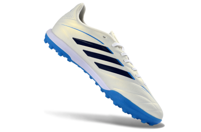 Men's Adidas Copa Pure 3 Elite TF Artificial Turf Low-Tops Football Shoes - White/Navy Blue/Cyan Blue
