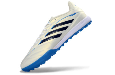 Men's Adidas Copa Pure 3 Elite TF Artificial Turf Low-Tops Football Shoes - White/Navy Blue/Cyan Blue