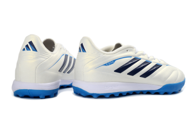 Men's Adidas Copa Pure 3 Elite TF Artificial Turf Low-Tops Football Shoes - White/Navy Blue/Cyan Blue