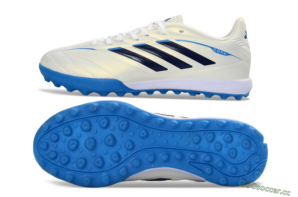 Men's Adidas Copa Pure 3 Elite TF Artificial Turf Low-Tops Football Shoes - White/Navy Blue/Cyan Blue 1