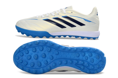 Men's Adidas Copa Pure 3 Elite TF Artificial Turf Low-Tops Football Shoes - White/Navy Blue/Cyan Blue