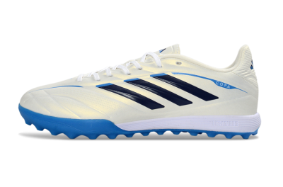 Men's Adidas Copa Pure 3 Elite TF Artificial Turf Low-Tops Football Shoes - White/Navy Blue/Cyan Blue