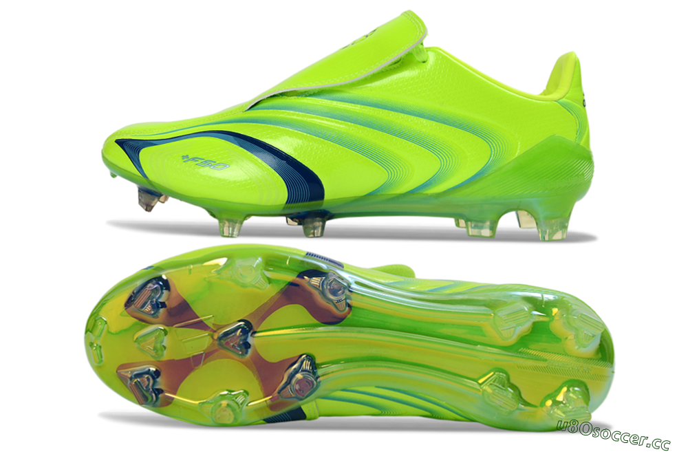 Men's Adidas F50 Elite FG Firm Ground Low-Tops Football Boots - Green/Electric Green/Blue Accent 1