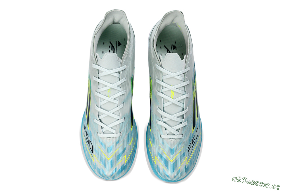 Unisex Adidas F50 Pro TF Artificial Turf Low-Tops Football Shoes - Blue/Aqua Blue/Neon Yellow 4