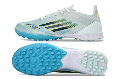 Unisex Adidas F50 Pro TF Artificial Turf Low-Tops Football Shoes - Blue/Aqua Blue/Neon Yellow