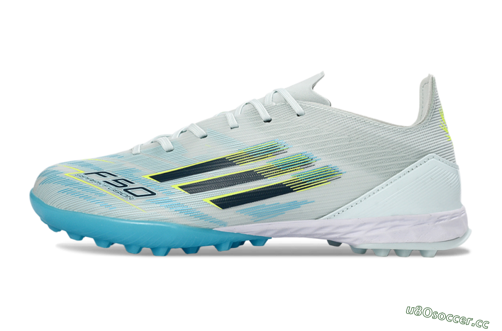 Unisex Adidas F50 Pro TF Artificial Turf Low-Tops Football Shoes - Blue/Aqua Blue/Neon Yellow 0