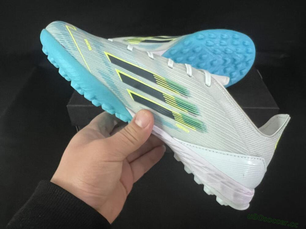 Unisex Adidas F50 Pro TF Artificial Turf Low-Tops Football Shoes - Blue/Aqua Blue/Neon Yellow