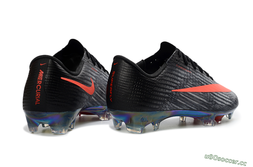 Unisex Nike Air Zoom Mercurial Superfly 11 FG Firm Ground Low-Tops Football Boots - Black/Vibrant Orange/Rainbow Burst 6