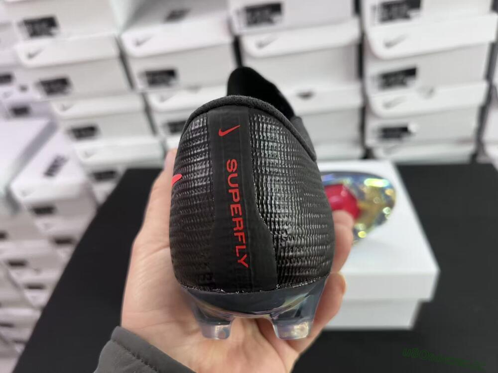 Unisex Nike Air Zoom Mercurial Superfly 11 FG Firm Ground Low-Tops Football Boots - Black/Vibrant Orange/Rainbow Burst