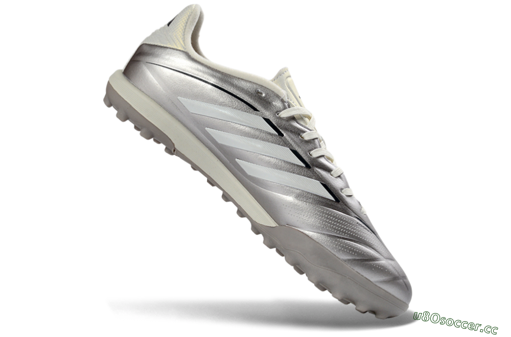Men's Adidas Copa Pure 2+ Elite TF Artificial Turf Low-Tops Football Shoes - Silver/Metallic Gray/White 4