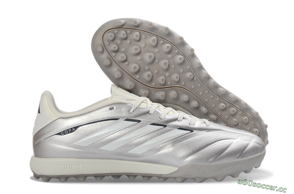 Men's Adidas Copa Pure 2+ Elite TF Artificial Turf Low-Tops Football Shoes - Silver/Metallic Gray/White 2