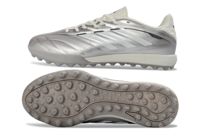 Men's Adidas Copa Pure 2+ Elite TF Artificial Turf Low-Tops Football Shoes - Silver/Metallic Gray/White