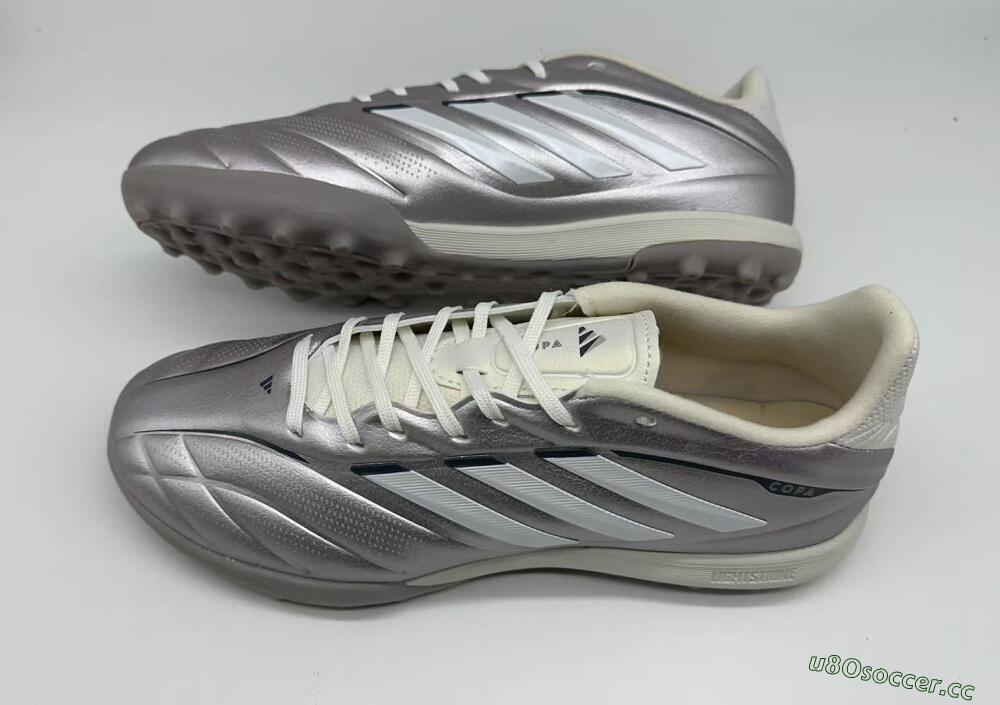 Men's Adidas Copa Pure 2+ Elite TF Artificial Turf Low-Tops Football Shoes - Silver/Metallic Gray/White
