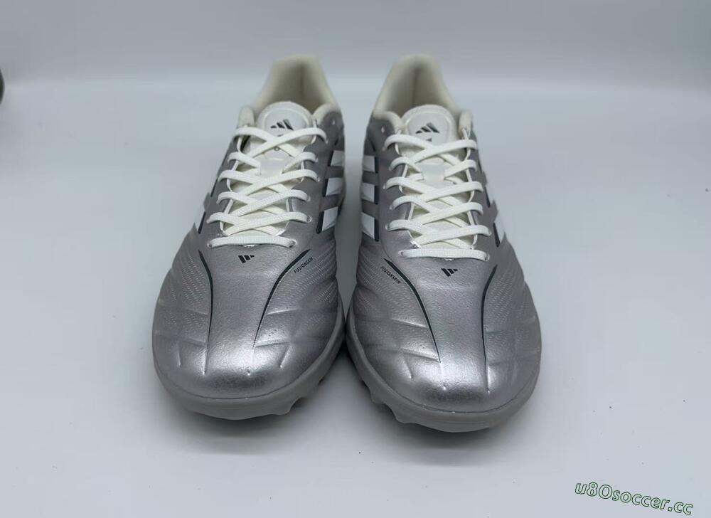 Men's Adidas Copa Pure 2+ Elite TF Artificial Turf Low-Tops Football Shoes - Silver/Metallic Gray/White