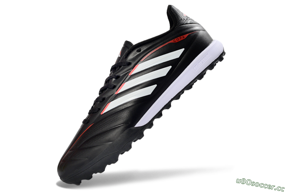Men's Adidas Copa Pure 2+ Elite TF Artificial Turf Low-Tops Football Shoes - Black/White/Crimson 5