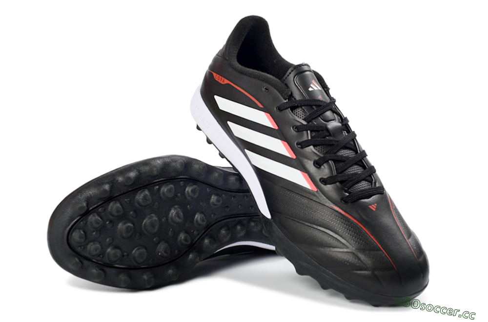 Men's Adidas Copa Pure 2+ Elite TF Artificial Turf Low-Tops Football Shoes - Black/White/Crimson 3