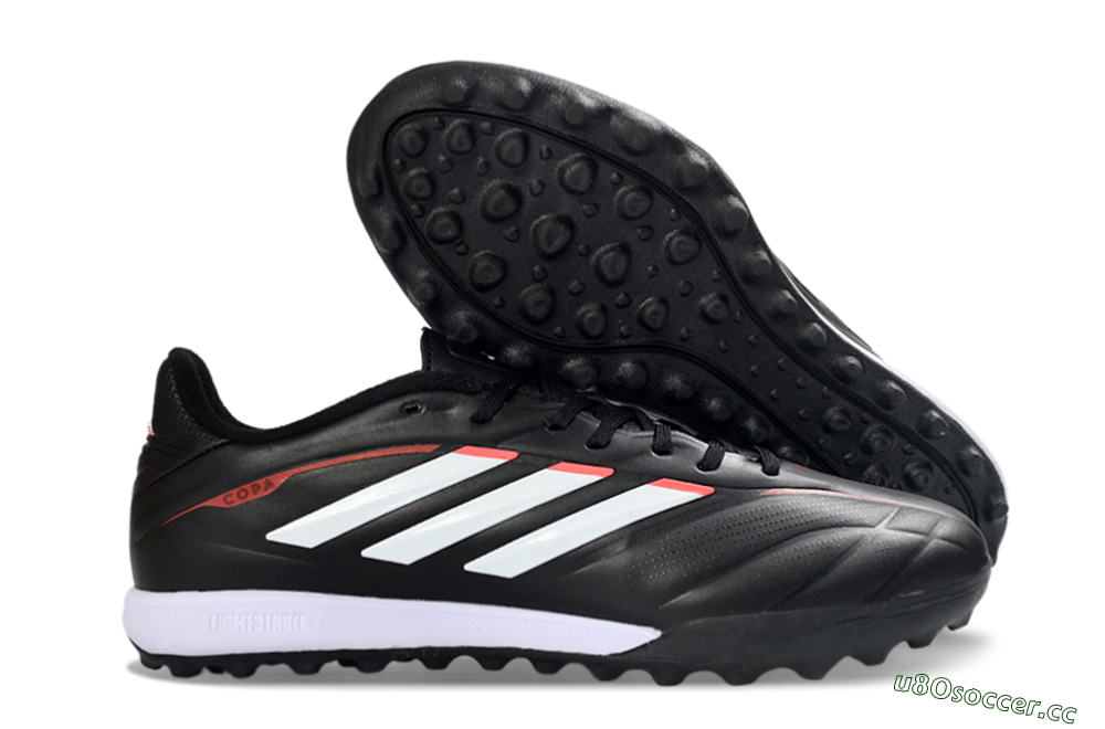 Men's Adidas Copa Pure 2+ Elite TF Artificial Turf Low-Tops Football Shoes - Black/White/Crimson 2