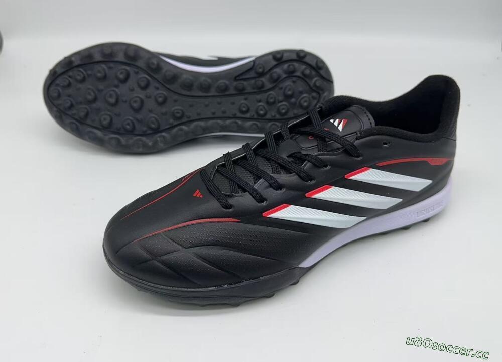 Men's Adidas Copa Pure 2+ Elite TF Artificial Turf Low-Tops Football Shoes - Black/White/Crimson