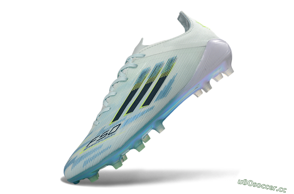 Unisex Adidas F50 Elite AG Artificial Grass Low-Tops Football Boots - Light/Iridescent Blue/Spectral Yellow 5