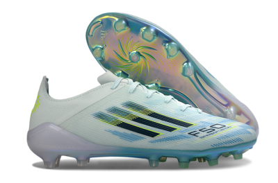 Unisex Adidas F50 Elite AG Artificial Grass Low-Tops Football Boots - Light/Iridescent Blue/Spectral Yellow