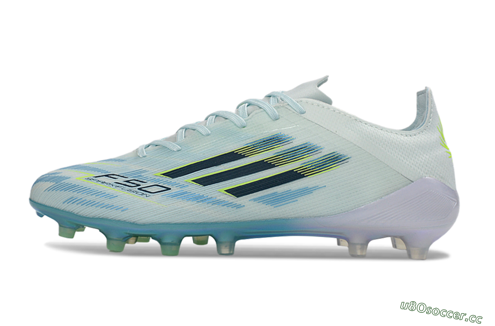 Unisex Adidas F50 Elite AG Artificial Grass Low-Tops Football Boots - Light/Iridescent Blue/Spectral Yellow 0