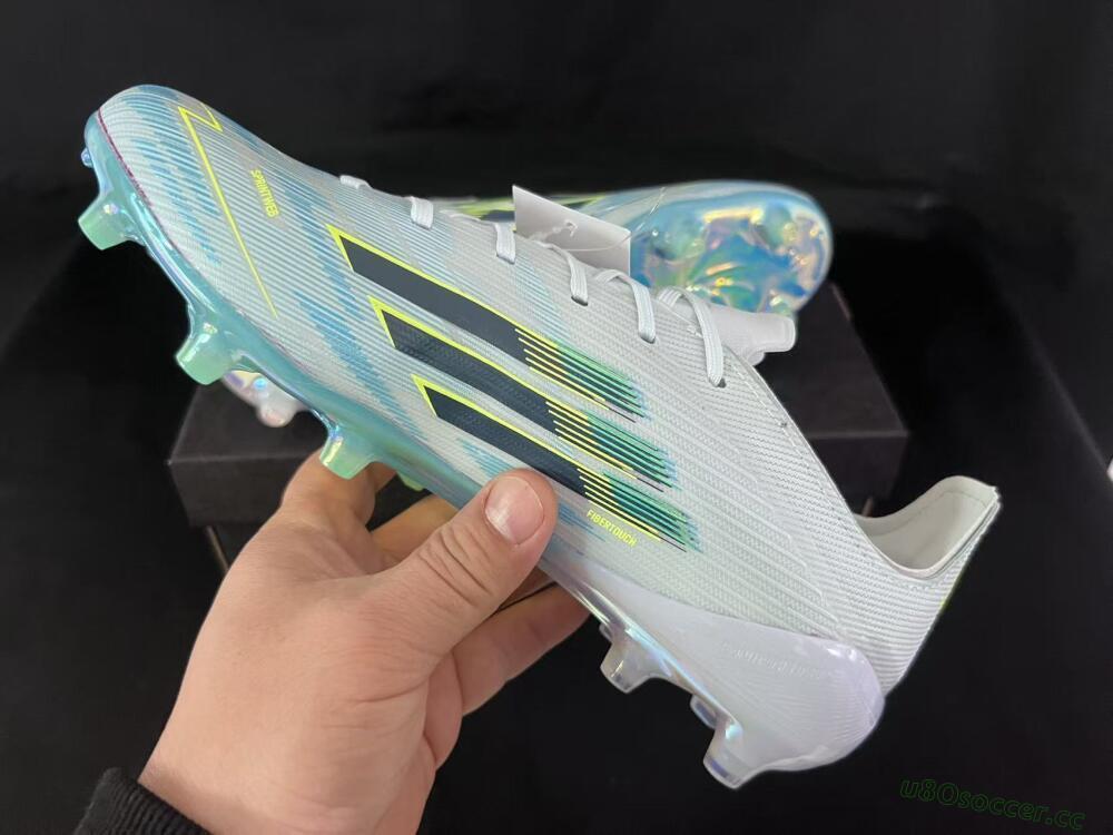 Unisex Adidas F50 Elite AG Artificial Grass Low-Tops Football Boots - Light/Iridescent Blue/Spectral Yellow