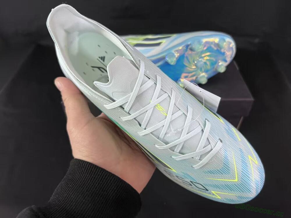 Unisex Adidas F50 Elite AG Artificial Grass Low-Tops Football Boots - Light/Iridescent Blue/Spectral Yellow