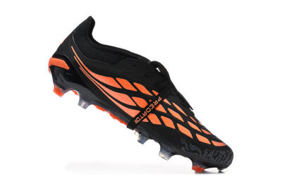 Men's Adidas Predator 26 Elite Fold-Over Tongue FG Firm Ground Low-Tops Football Boots - Black/Vibrant Orange/Shadow Black