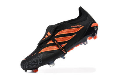 Men's Adidas Predator 26 Elite Fold-Over Tongue FG Firm Ground Low-Tops Football Boots - Black/Vibrant Orange/Shadow Black