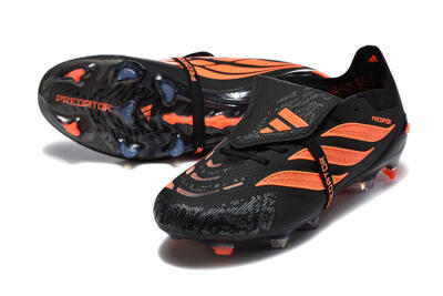 Men's Adidas Predator 26 Elite Fold-Over Tongue FG Firm Ground Low-Tops Football Boots - Black/Vibrant Orange/Shadow Black
