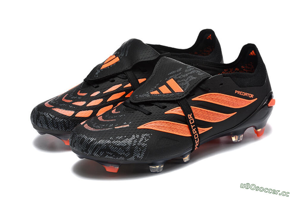 Men's Adidas Predator 26 Elite Fold-Over Tongue FG Firm Ground Low-Tops Football Boots - Black/Vibrant Orange/Shadow Black 5
