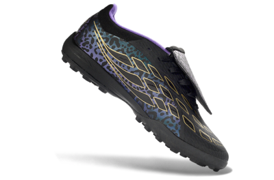 Men's Adidas Predator 26 Elite Fold-Over Tongue TF Artificial Turf Low-Tops Football Shoes - Black/Royal Purple/Gold