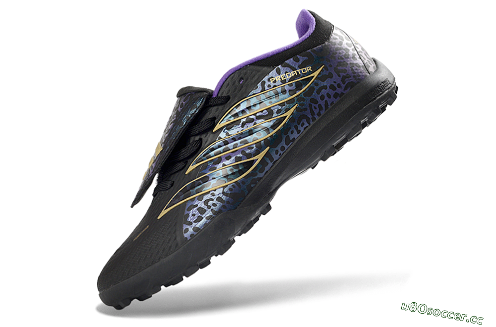 Men's Adidas Predator 26 Elite Fold-Over Tongue TF Artificial Turf Low-Tops Football Shoes - Black/Royal Purple/Gold 5