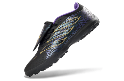 Men's Adidas Predator 26 Elite Fold-Over Tongue TF Artificial Turf Low-Tops Football Shoes - Black/Royal Purple/Gold