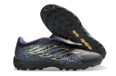 Men's Adidas Predator 26 Elite Fold-Over Tongue TF Artificial Turf Low-Tops Football Shoes - Black/Royal Purple/Gold
