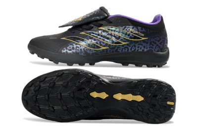 Men's Adidas Predator 26 Elite Fold-Over Tongue TF Artificial Turf Low-Tops Football Shoes - Black/Royal Purple/Gold