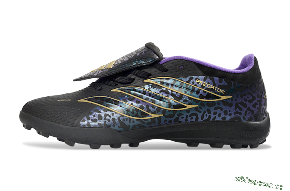 Men's Adidas Predator 26 Elite Fold-Over Tongue TF Artificial Turf Low-Tops Football Shoes - Black/Royal Purple/Gold 0