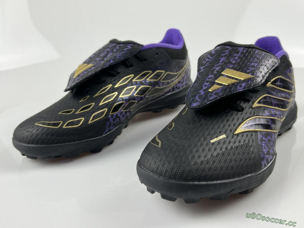 Men's Adidas Predator 26 Elite Fold-Over Tongue TF Artificial Turf Low-Tops Football Shoes - Black/Royal Purple/Gold
