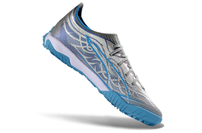 Men's Puma Ultra Ultimate TF Artificial Turf Low-Tops Football Shoes - Gray/Sky Blue/Silver