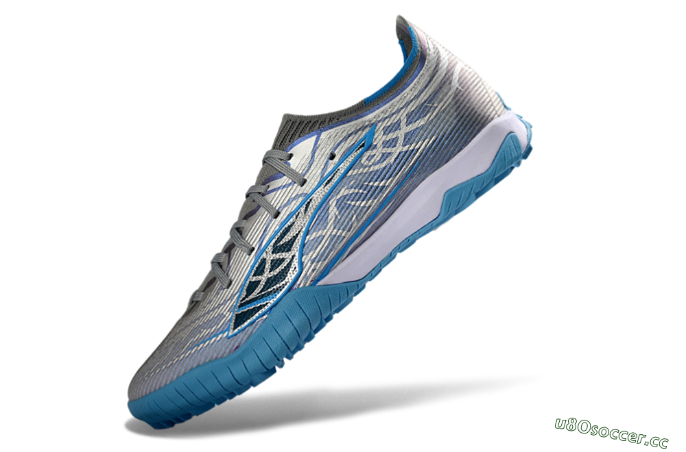 Men's Puma Ultra Ultimate TF Artificial Turf Low-Tops Football Shoes - Gray/Sky Blue/Silver 5