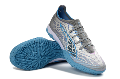 Men's Puma Ultra Ultimate TF Artificial Turf Low-Tops Football Shoes - Gray/Sky Blue/Silver