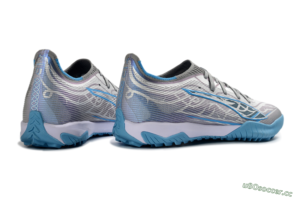 Men's Puma Ultra Ultimate TF Artificial Turf Low-Tops Football Shoes - Gray/Sky Blue/Silver 6