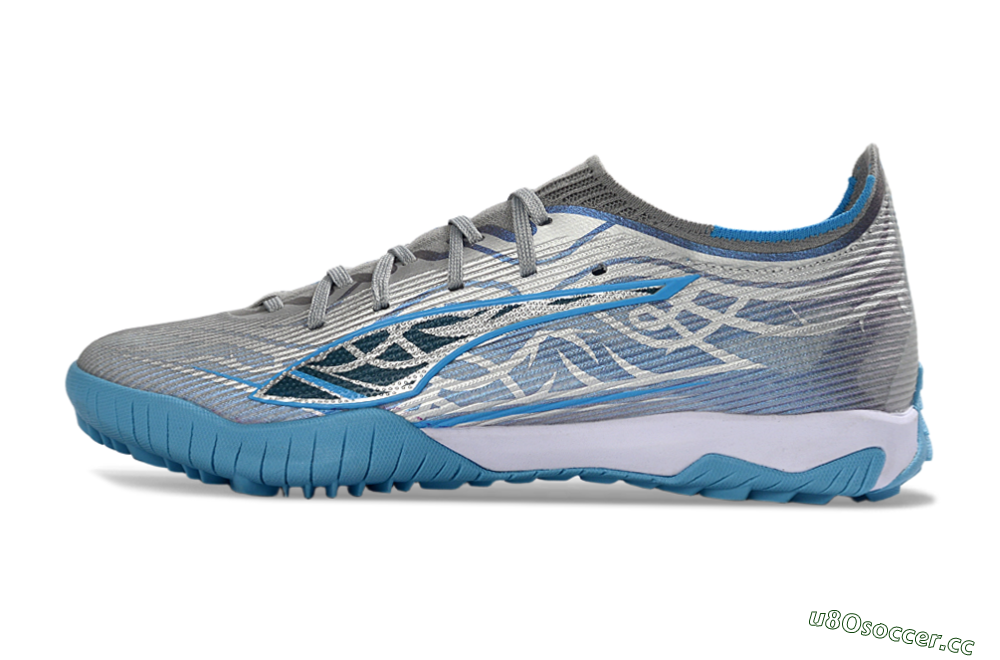 Men's Puma Ultra Ultimate TF Artificial Turf Low-Tops Football Shoes - Gray/Sky Blue/Silver 0