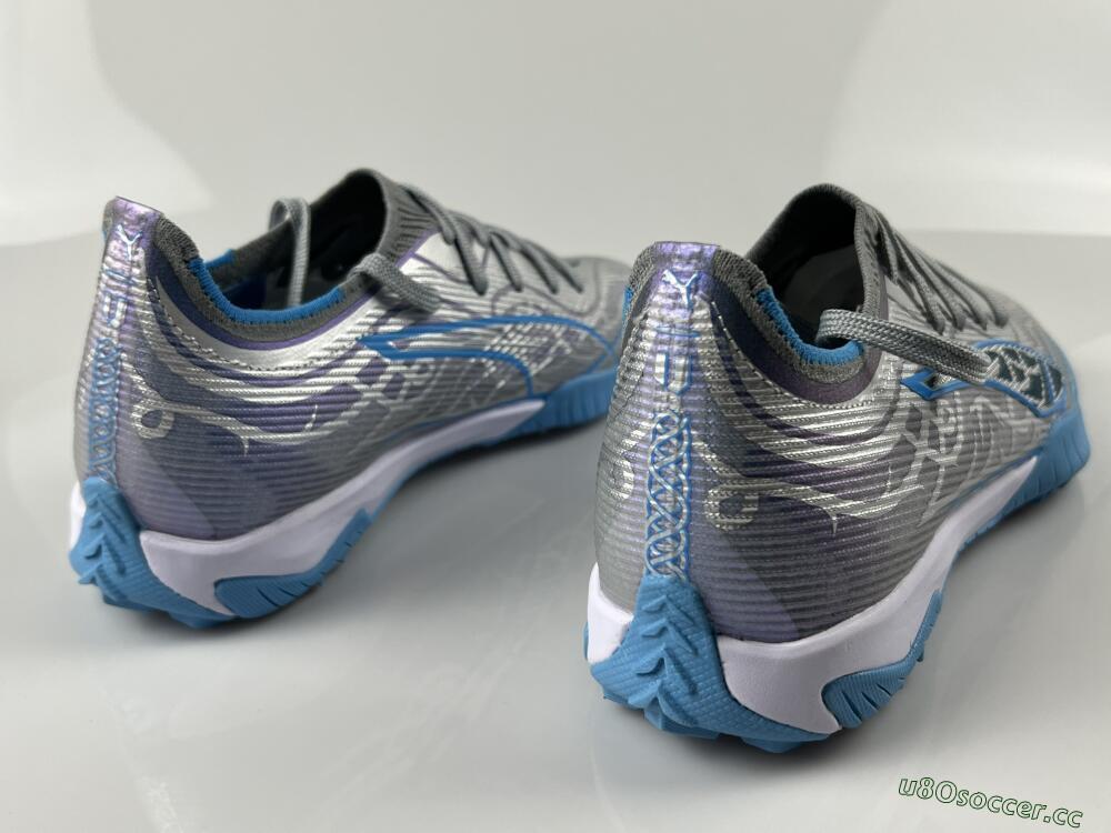 Men's Puma Ultra Ultimate TF Artificial Turf Low-Tops Football Shoes - Gray/Sky Blue/Silver
