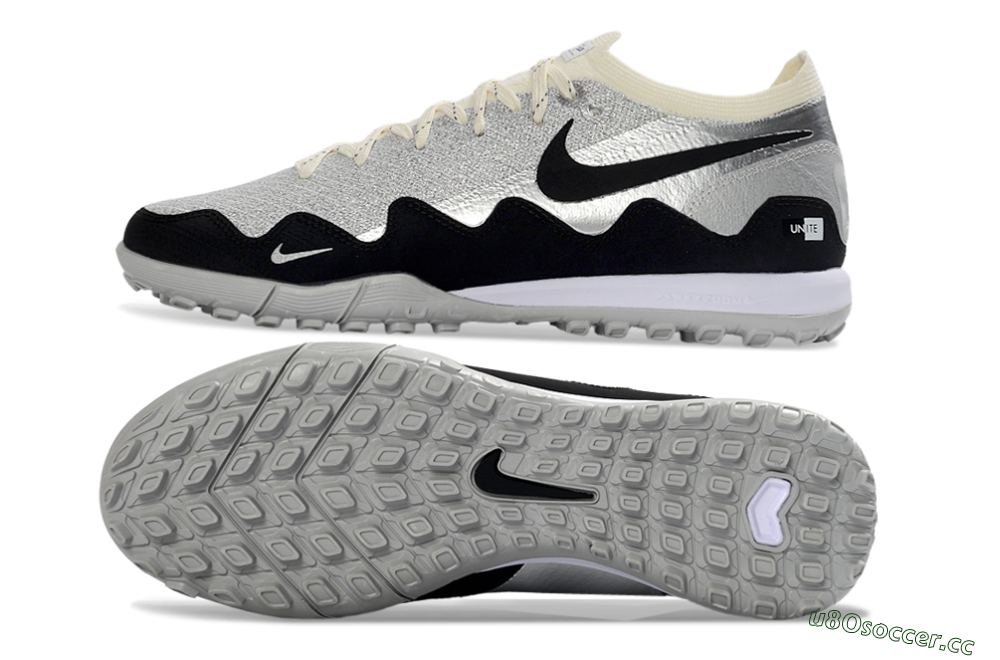 Men's Patta United x Nike Air Zoom Mercurial Vapor 16 Elite TF Artificial Turf Low-Tops Football Shoes - Silver/Black/Silver 1