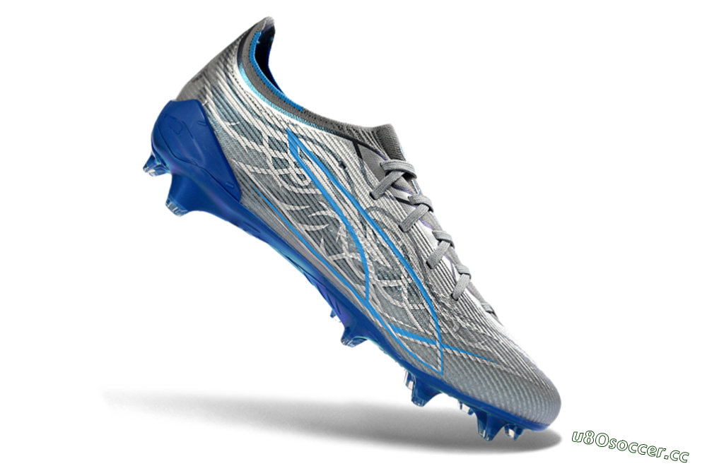 Men's Puma Ultra Ultimate FG Firm Ground Low-Tops Football Boots - Gray/Electric Blue/Deep Ocean 4