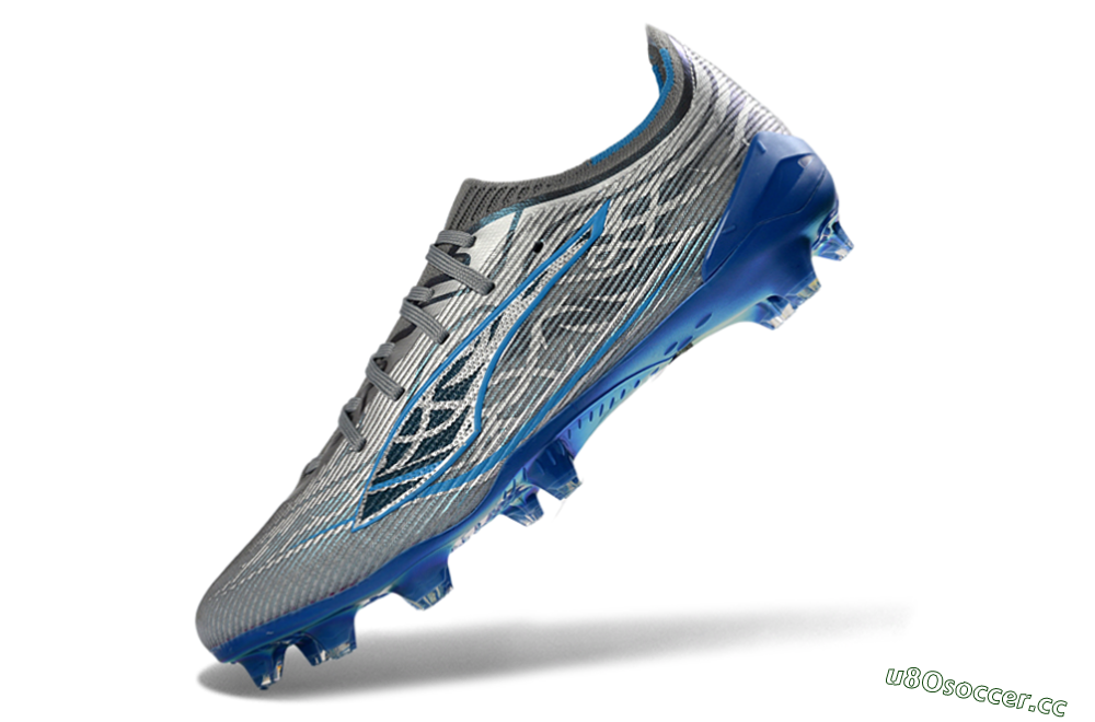 Men's Puma Ultra Ultimate FG Firm Ground Low-Tops Football Boots - Gray/Electric Blue/Deep Ocean 5